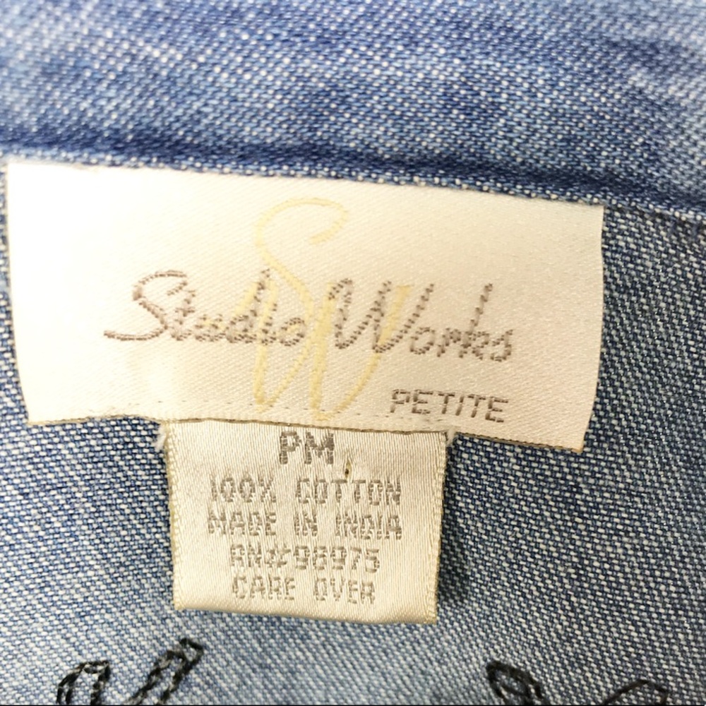 Vintage Studio Works Embroidered Denim Top - Picture 8 of 8